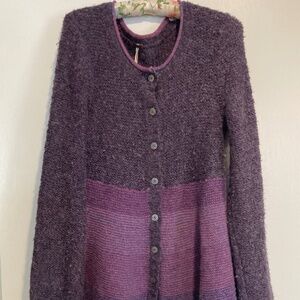 Free People Purple & Pink Swing Sweater Coat / L